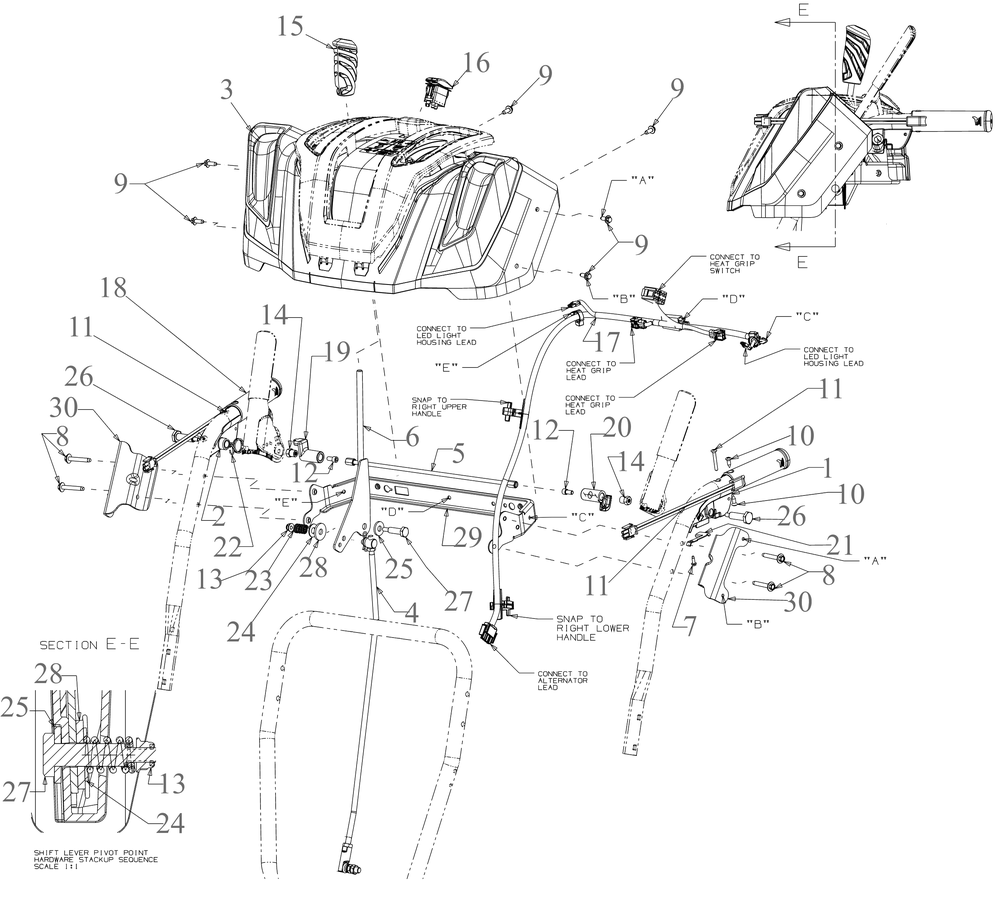 Panel Diagram and Parts List for 3X34-INCHMAXH (31AH8M4VB10)(2023) Cub Cadet Snow Blower